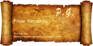 Popp Gergely névjegykártya